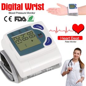 Blood Pressure Monitor Wrist Digital High Blood Pressure Cuff Heartbeat Tester w/ 60 Reading Memory 1.8 Inches LCD Screen Storage Box