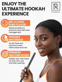 Yado Square Hookah Acrylic Hookah with Big Silicone Bowl for Smoking Coal Tongs Amazing for Shisha Smoking